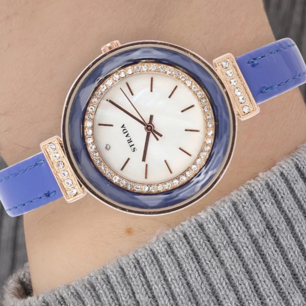Blue Watch with White Austrian Crystals